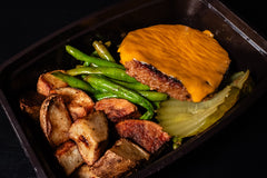 Beyond Cheese Burger with Oven Roasted Potatoes (VEGAN)