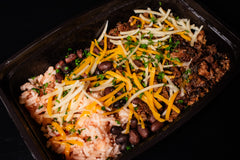 Beyond Taco Bowl with Seasoned Black Beans and Spanish Rice (Vegan)